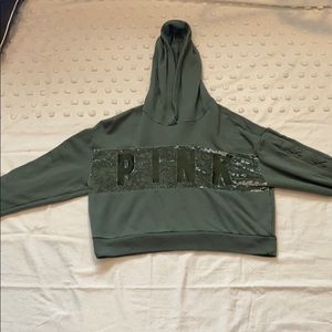 Army green with velvet extra pink sweatshirt